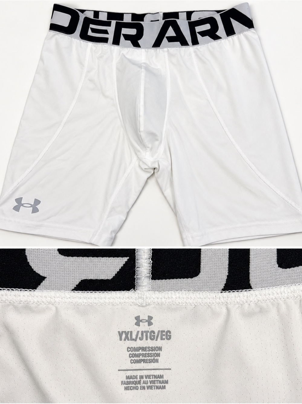 Under Armour White Compression Shorts Youth XL